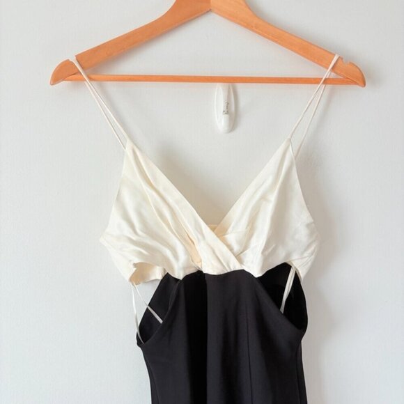 Zara Two Toned Cut Out Midi Dress NWT Black White Size Medium - Picture 8 of 13